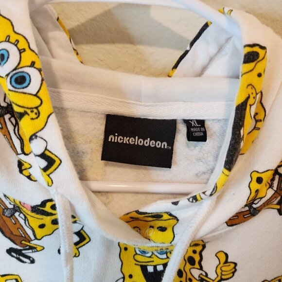 Nickelodeon XL Sponge Bob White Cropped Oversize Hoodie Sweatshirt JUNIORS - Picture 6 of 6
